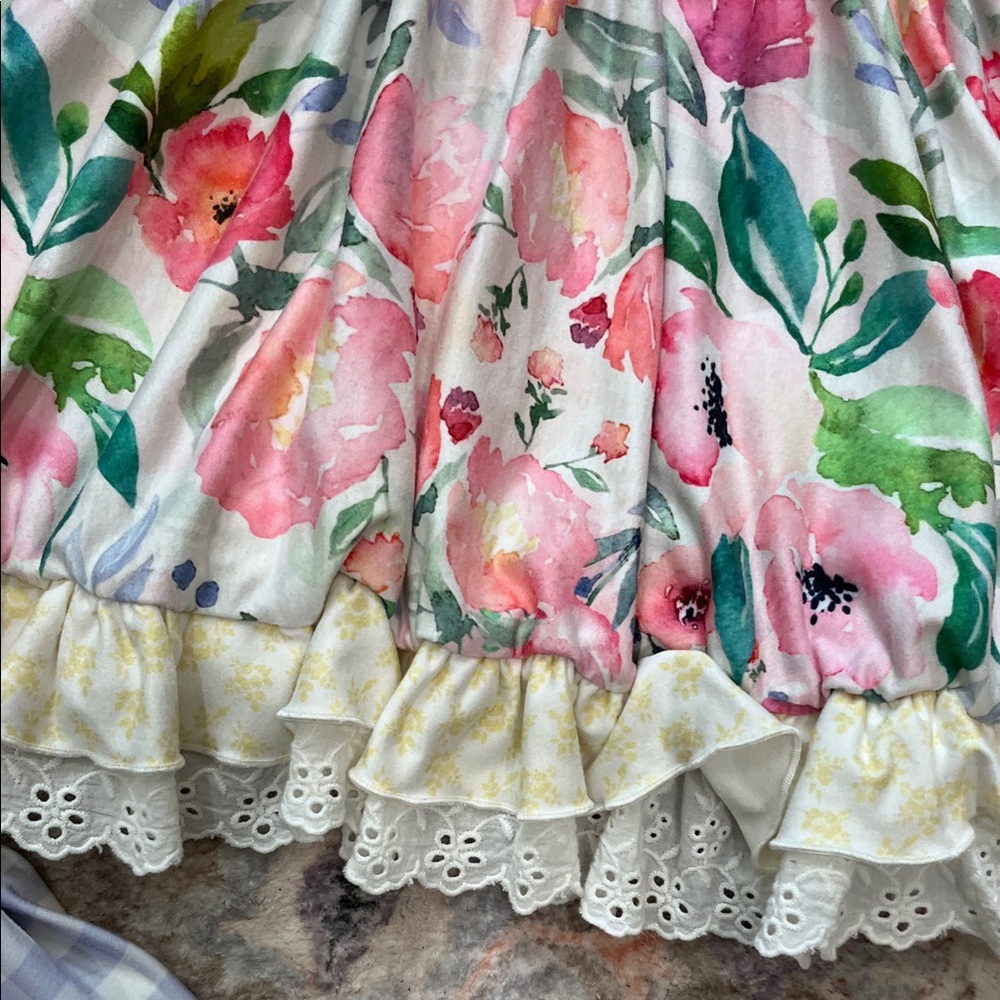Cheeky Plum Floral and Gingham Baby Dress with Leggings 4T - Picture 5 of 9